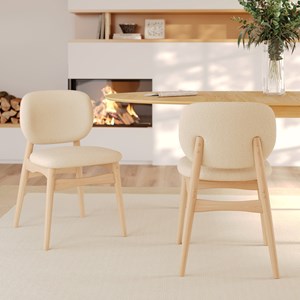 Lot de 2 chaises en tissu bouclé beige - paulette
