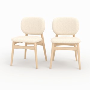 Lot de 2 chaises en tissu bouclé beige - paulette