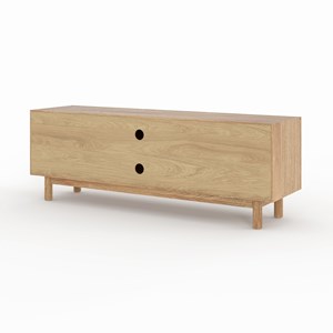 Meuble tv en bois massif de mindi et rotin 160 cm - delya