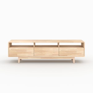 Meuble tv en bois d'hévéa massif effet blanchi - gisèle