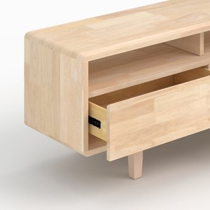 Meuble tv en bois d'hévéa massif effet blanchi - gisèle