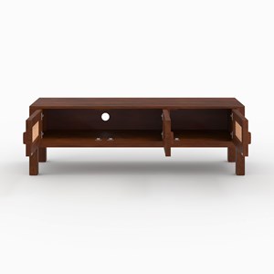 Meuble tv en bois de manguier et cannage - tiki