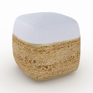 Pouf en jute beige et blanc d40 cm - billy
