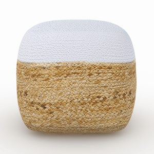 Pouf en jute beige et blanc d40 cm - billy