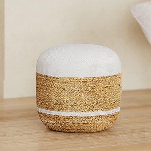 Pouf rond en jute et blanc d40 cm - billy