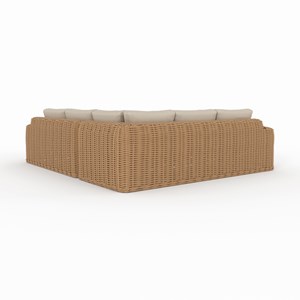 Salon de jardin 4 personnes en résine tressé et tissu beige - savana