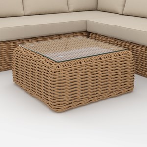 Salon de jardin 4 personnes en résine tressé et tissu beige - savana