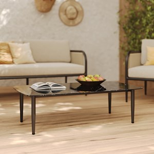 Table basse de jardin en verre effet marbre - wilo