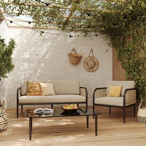 Table basse de jardin en verre effet marbre - wilo