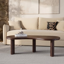 Table basse organique en bois massif de mindi foncé - brandan