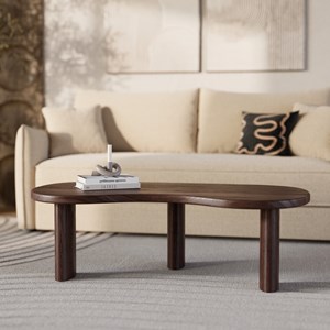 Table basse organique en bois massif de mindi foncé - brandan