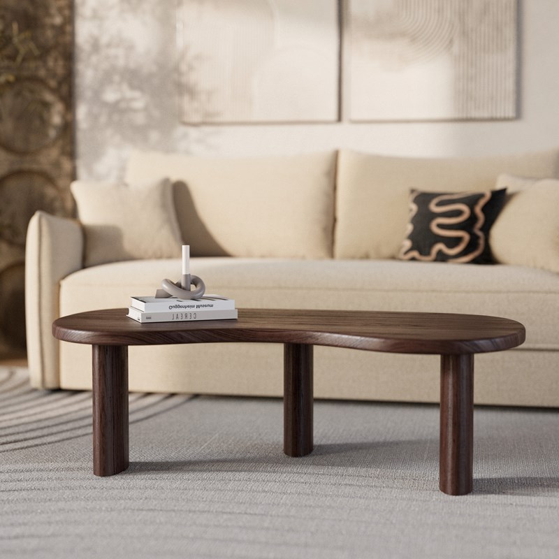 Table basse organique en bois massif de mindi foncé - brandan