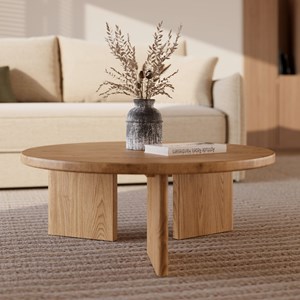 Table basse ronde en bois massif de mindi - galia