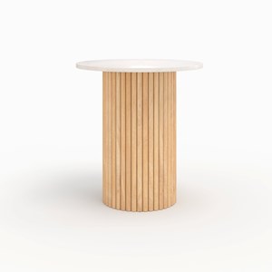 Table d'appoint en marbre et bois de manguier d40 cm - agathe