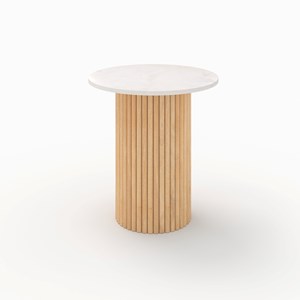 Table d'appoint en marbre et bois de manguier d40 cm - agathe