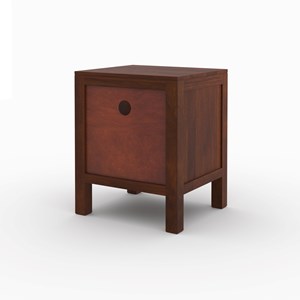 Table de chevet en bois de manguier et cannage - tiki