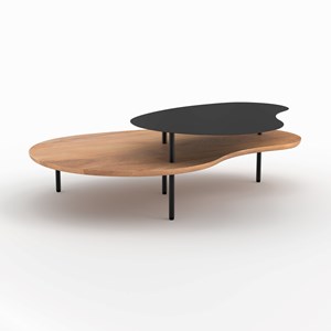 Tables gigognes en bois et metal noir (lot de 2) - moji