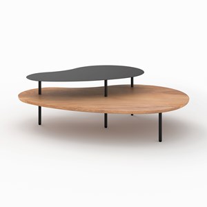 Tables gigognes en bois et metal noir (lot de 2) - moji