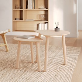 Tables gigognes en bois de frêne effet blanchi - montaine