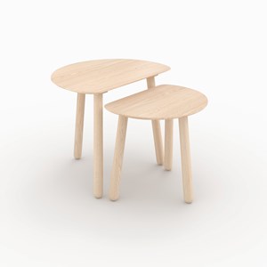 Tables gigognes en bois de frêne effet blanchi - montaine