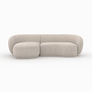 Canapé d'angle modulable 4 places en tissu beige chiné - nova