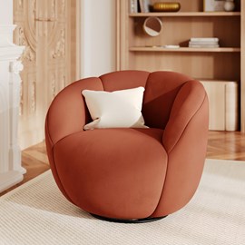 Fauteuil pivotant en velours rouge rouge brique - ysé