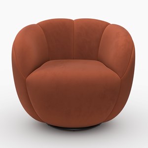 Fauteuil pivotant en velours rouge rouge brique - ysé