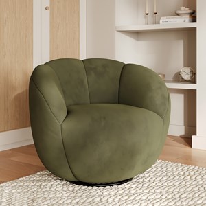 Fauteuil pivotant en velours vert olive foncé - ysé