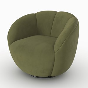 Fauteuil pivotant en velours vert olive foncé - ysé