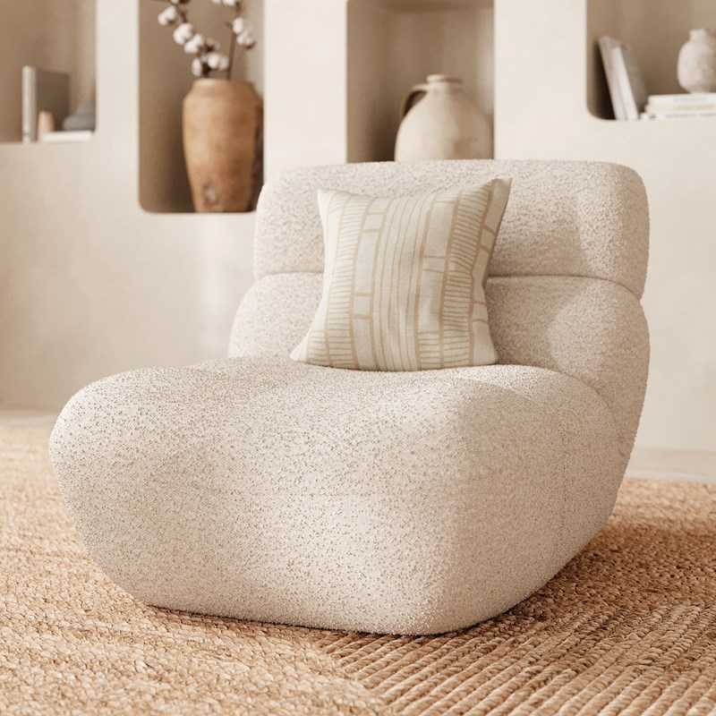 Rendez-vous Déco - Fauteuil en tissu bouclé blanc - teddy