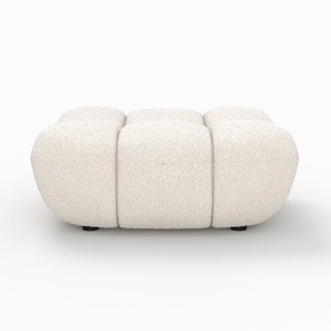 Pouf repose-pieds en tissu bouclé blanc - teddy