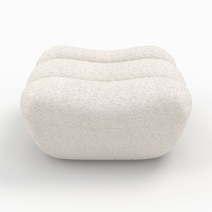 Pouf repose-pieds en tissu bouclé blanc - teddy
