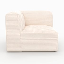 Angle droit pour canapé modulable en velours blanc cassé - mina