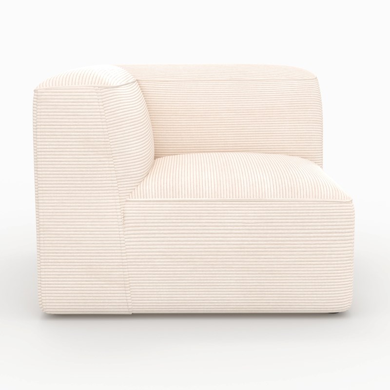 Angle droit pour canapé modulable en velours blanc cassé - mina