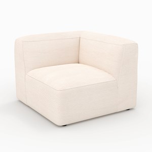 Angle droit pour canapé modulable en velours blanc cassé - mina