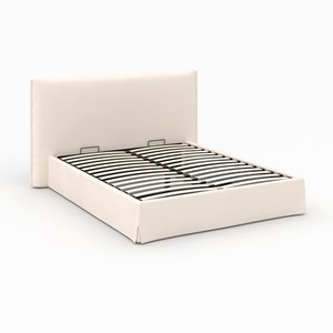 Lit coffre 160x200 cm en tissu blanc déhoussable - safia