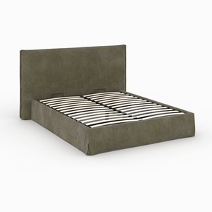 Lit coffre 160x200 cm en tissu vert olive déhoussable - safia
