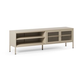 Meuble tv en métal beige 2 portes, 160 cm - latem