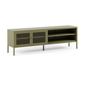 Meuble tv en métal vert kaki 2 portes, 160 cm - latem
