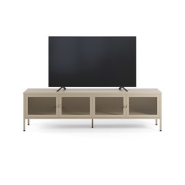 Meuble tv en métal beige 4 portes, 160 cm - latem