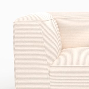 Canapé modulable en velours blanc 2 places avec pouf - mina