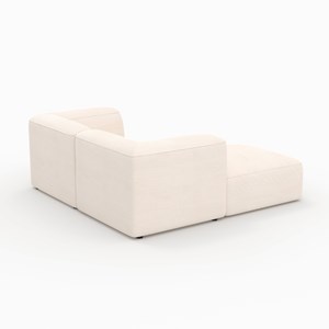 Canapé modulable en velours blanc 2 places avec pouf - mina