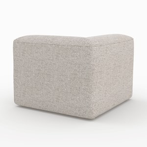 Canapé modulable en tissu beige 2 places avec pouf - hestia