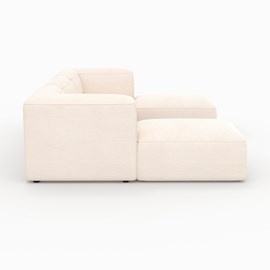Canapé modulable en velours blanc 3 places avec pouf - mina