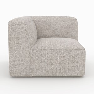 Canapé modulable en tissu beige 3 places avec pouf - hestia