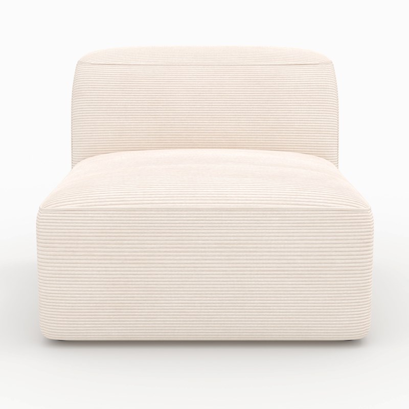 Canapé modulable en velours côtelé blanc cassé 3 places - mina