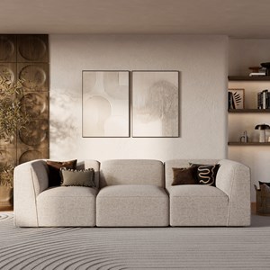 Canapé modulable en tissu beige 3 places - hestia