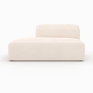 Canapé modulable en velours côtelé blanc 4 places avec 2 poufs - mina