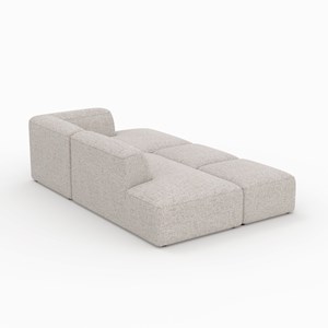 Canapé d'angle droit modulable en tissu beige 4 places avec 2 poufs - hestia
