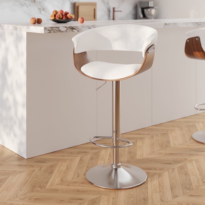 Rendez-vous Déco - Chaise de bar réglable 59&nbsp;81 cm en cuir synthétique blanc - basile